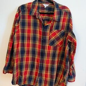 Time and Tru Multicolor Plaid Button Down Shirt
